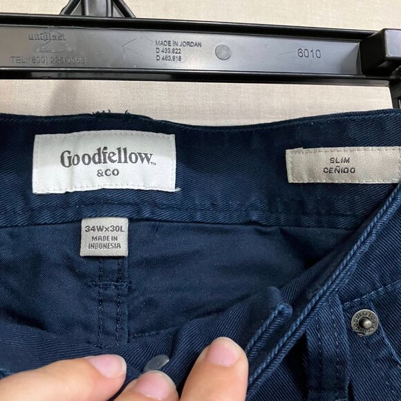 Goodfellow & Co Men's Size 34x30 Navy Blue 5-Pocket Slim Fit Soft Stretch Pants - Picture 6 of 14
